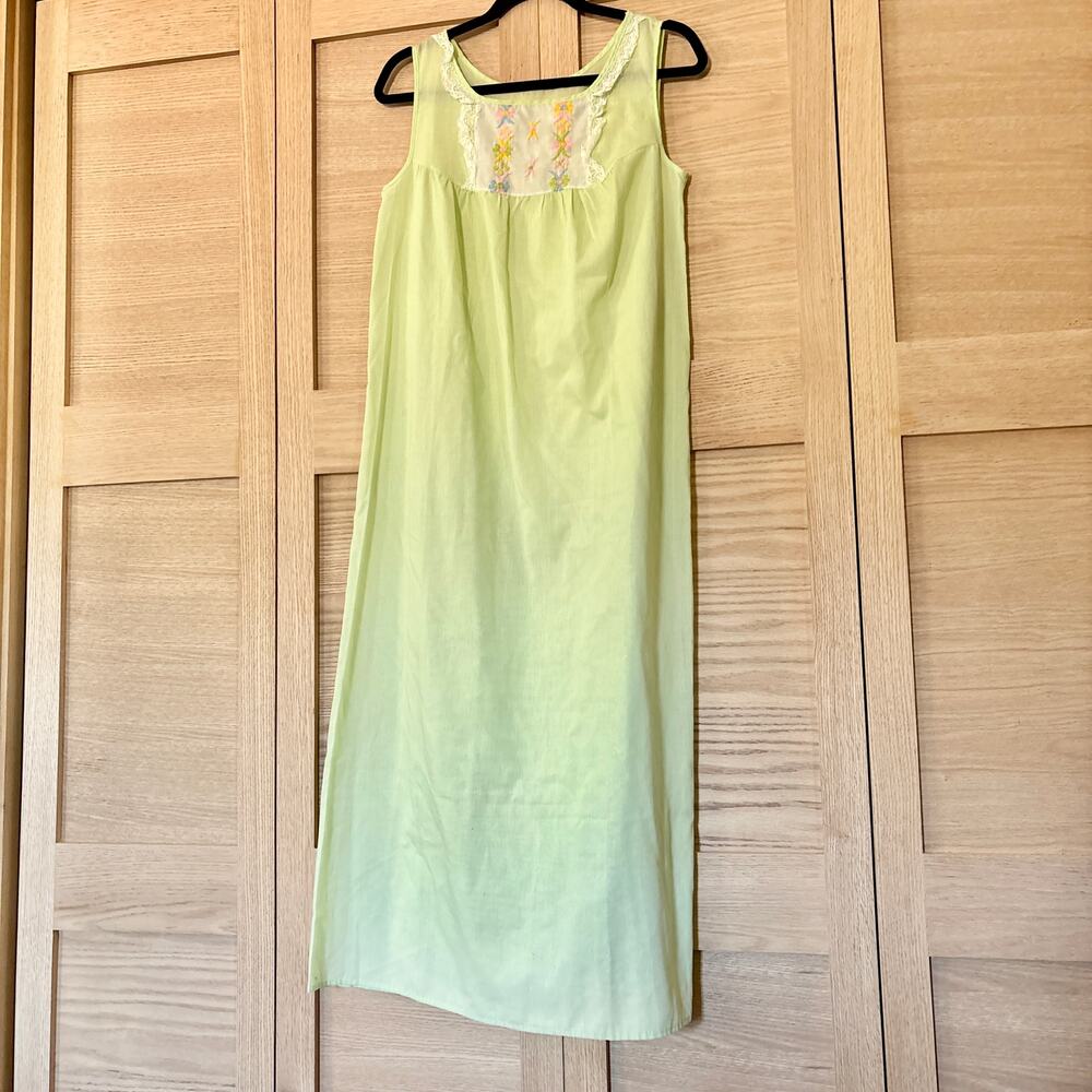 Vintage Green Cottagecore Slip Dress Fairy Coquette Medium